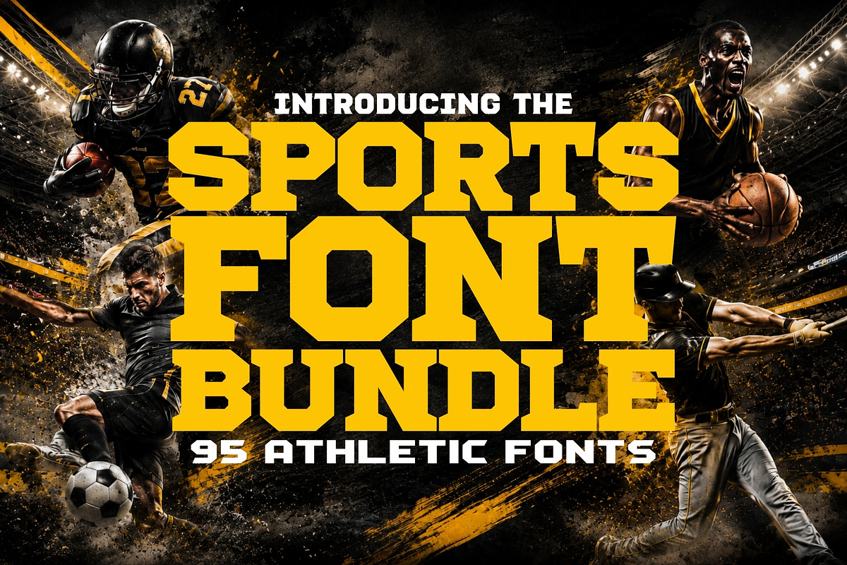 The Sports Font Bundle (20 Fonts!), a Sans Serif Font by HipFonts (Photo 1 of 8)