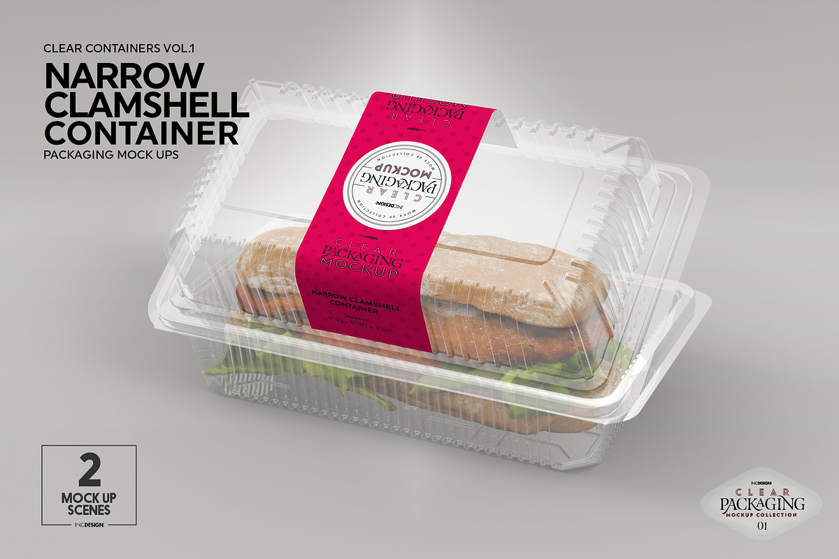 Narrow Clamshell Container Mockup, a Cups & Container Mockup by INCDesign (Photo 9 of 11)