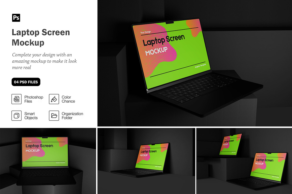 Laptop Screen Mockup, a Device Mockup by seulangagraphic (Photo 1 of 5)