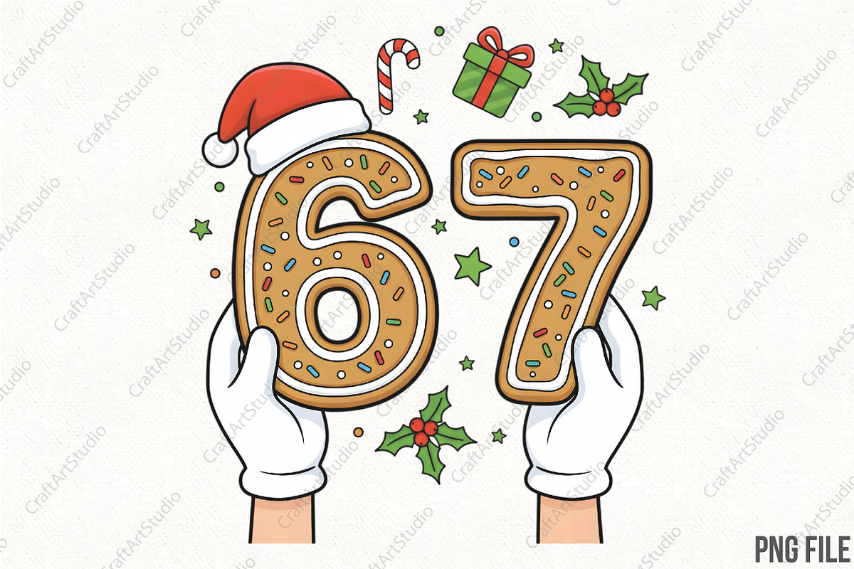 Christmas 67 Six Seven Cookies Santa, an Illustration by CraftArtStudio (Photo 1 of 4)