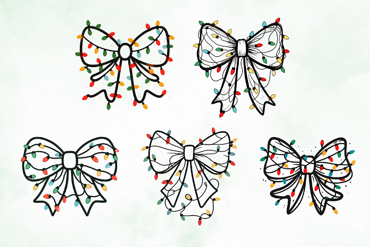 Christmas Light Coquette Bow PNG, an Illustration by Creative Art (Photo 8 of 9)