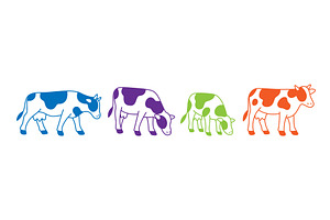 Set of cows in various poses and, an Animal Illustration by GraphiShop