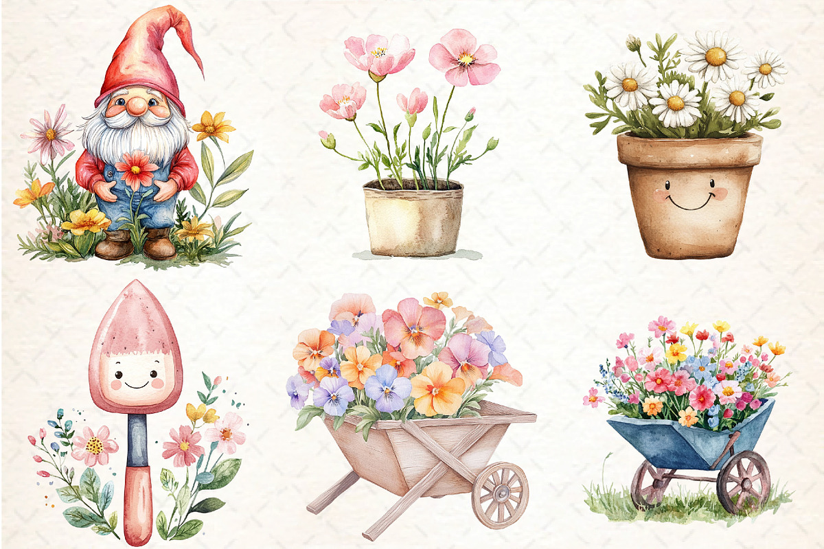 Cute Summer Gardening Clipart, an Illustration by DreamCafeArt (Photo 3 of 9)