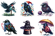 Funny Ravens Watercolor Clipart, an Illustration by DreamArtGraphic (Thumbnail 2 of 5)
