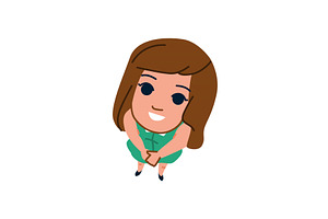 Smiling girl looking up in green, a Person Illustration by pikepicture