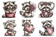 Valentine's Whimsical Raccoon Clipar, an Illustration by Daily.Designs (Thumbnail 3 of 8)