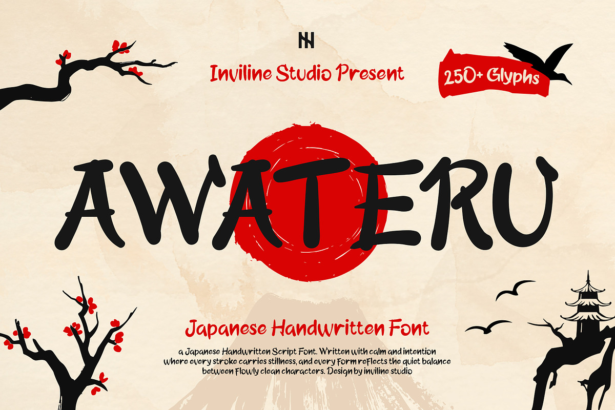Awateru - Japanese Handwritten Font, a Handwritten Font by Inviline.co (Photo 1 of 10)