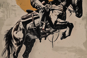 Cowboy bucking bronco horse, an Animal Photo by MistyDay