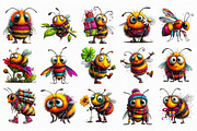 Whimsical Honey Bee Clipart, an Illustration by Libby Wishes (Thumbnail 4 of 6)
