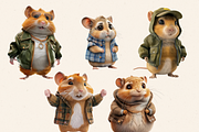 STYLISH HAMSTER FAMILY CLIPART PACK, an Animal Illustration by Daring Digies (Thumbnail 4 of 9)