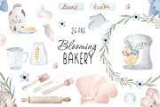 Watercolor blooming bakery clipart, an Illustration by SleptArt (Thumbnail 1 of 3)