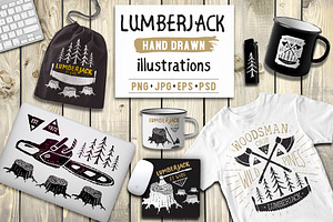 Lumberjack Illustrations Set