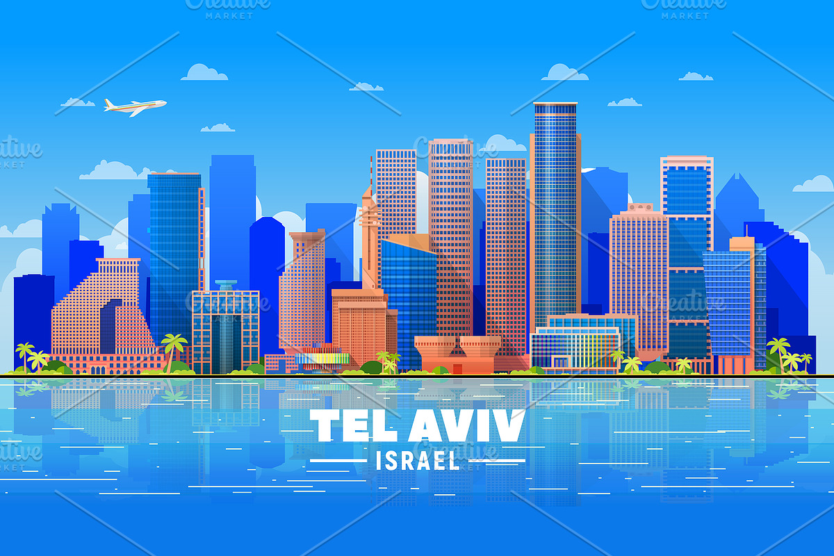 Tel Aviv Israel vector skyline, a Background Graphic by Sky and glass (Photo 2 of 7)