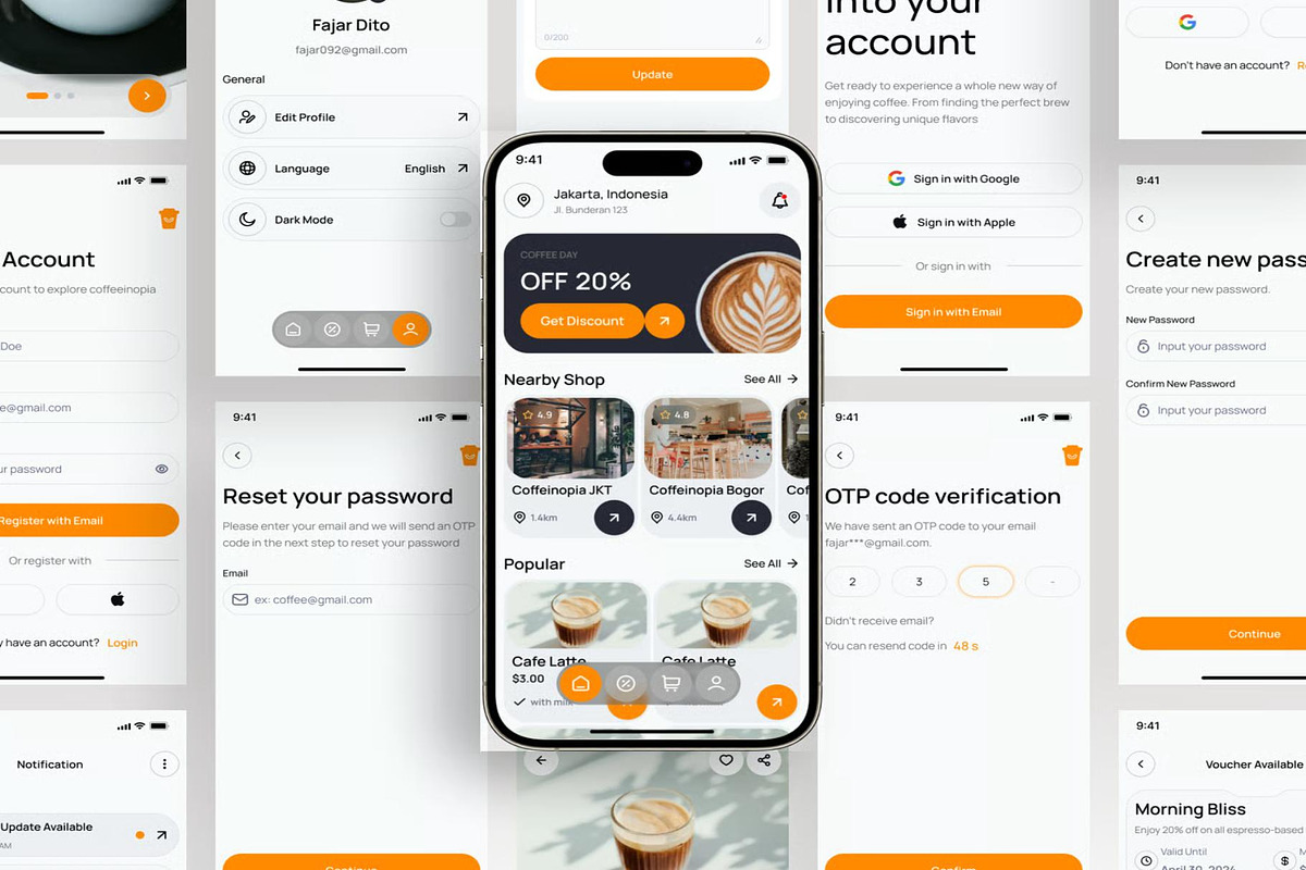Coffeinopia Coffe Shop App Mobile UI, an UI Kit Template by Lumina_ui_ux202 (Photo 5 of 7)