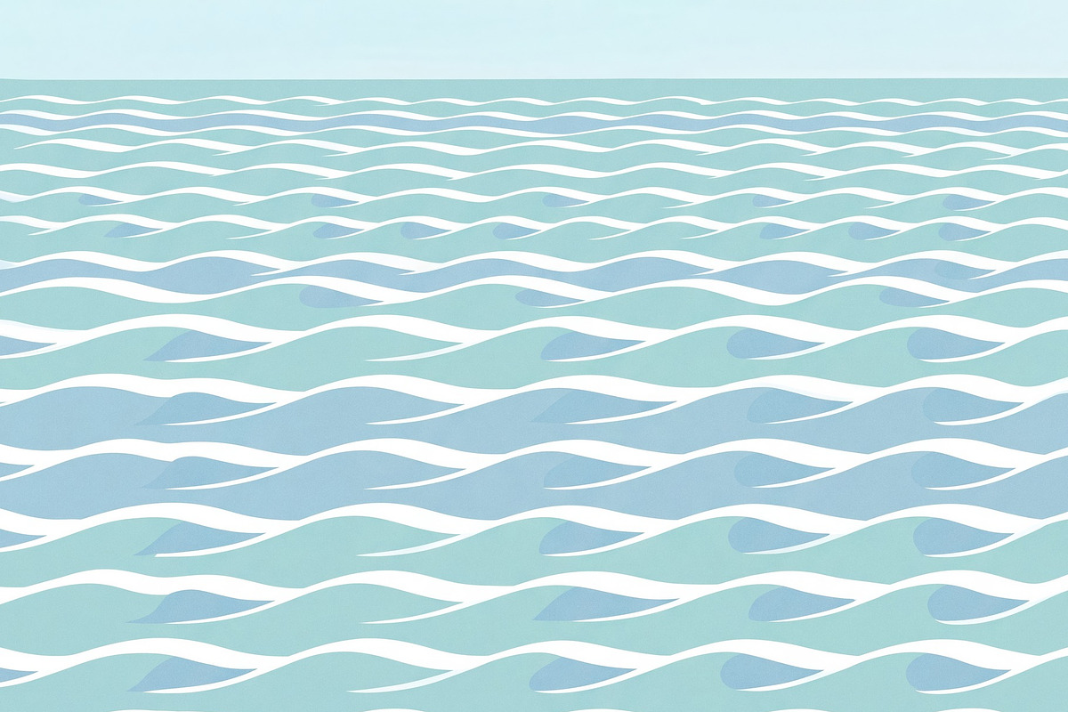 Lone surfer overlooking ocean, a Decorative Illustration by Virgo Studio