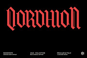 Qordhion - Blackletter Font, a Blackletter Font by MooneseyeType (Thumbnail 1 of 9)