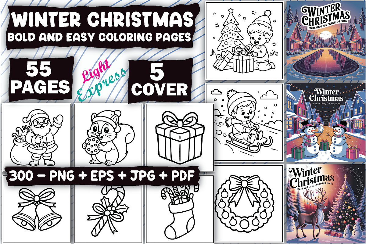 Winter Christmas Coloring Pages, an Illustration by LightExpress (Photo 1 of 5)