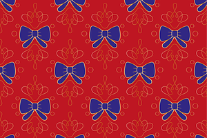 seamless pattern with blue bows on a, a Decorative Illustration by JYa_Design