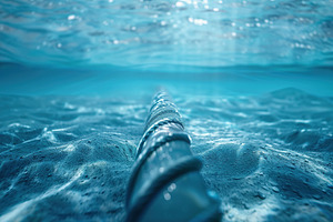Optical fiber cable on the ocean floor, a Technology Photo by AlyaAnd