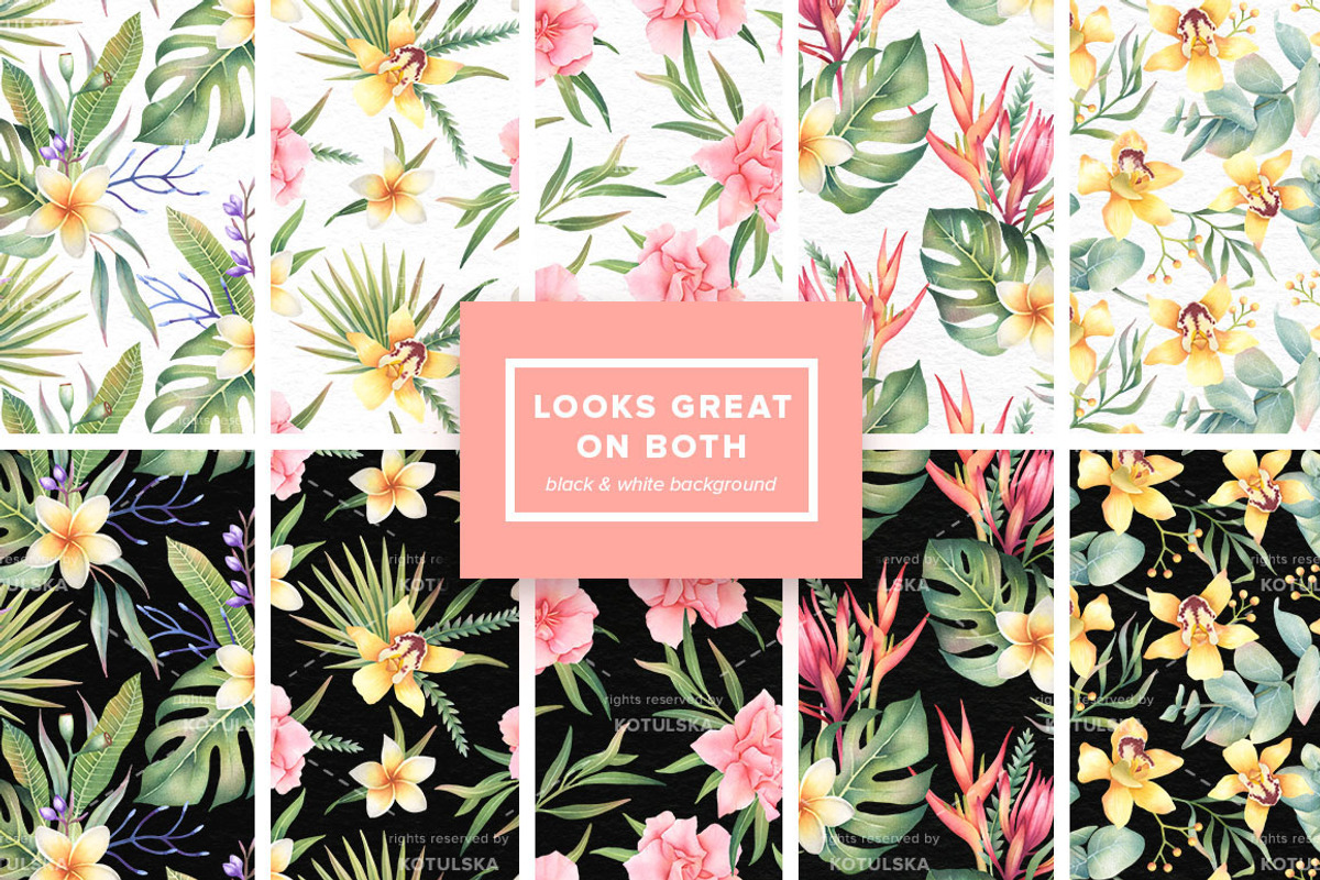 Watercolor Tropical Flowers Set, an Object Graphic by Kotulska (Photo 3 of 4)