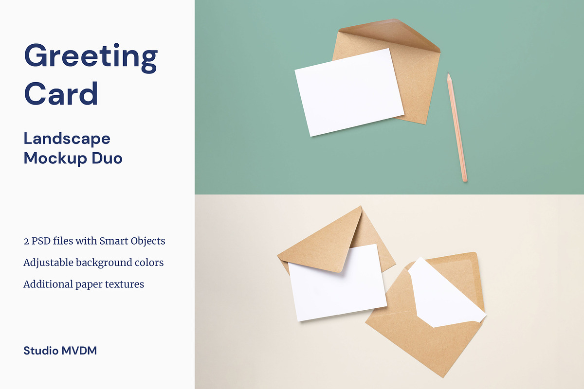 Greeting Card Landscape Mockup Duo, a Product Mockup by Studio MVDM (Photo 1 of 8)