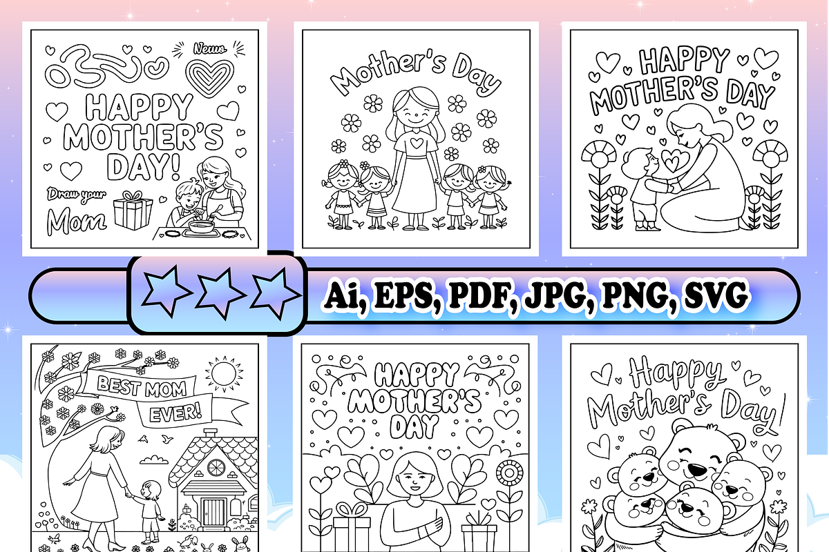 Happy Mothers Day Coloring Book, a Seasonal Illustration by Design Zone (Photo 3 of 5)