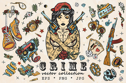 Crime old school tatttoo