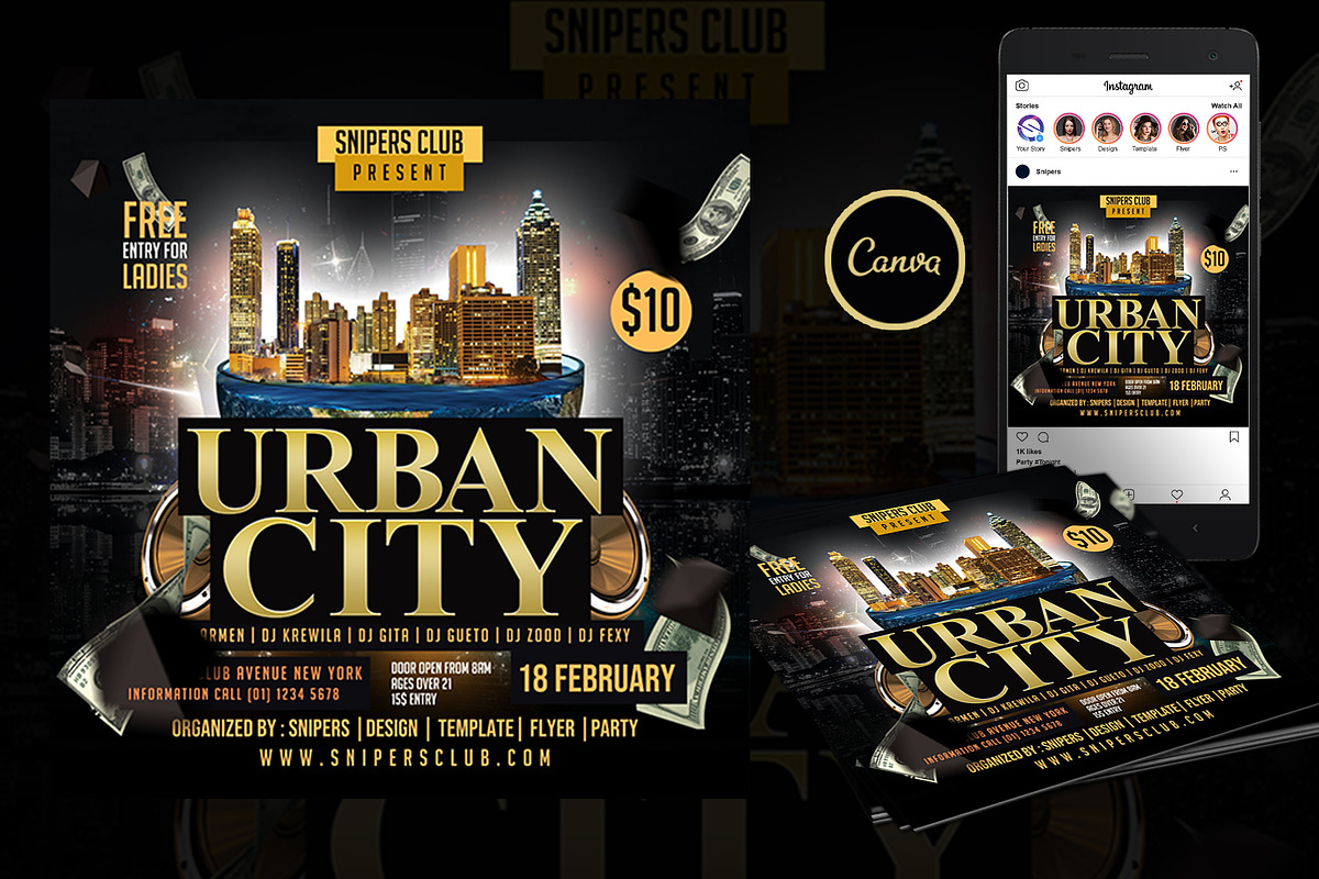 Urban City Flyer Canva Template, a Flyer Template by DreamColor