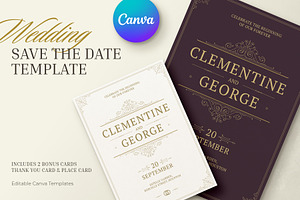 Ornate Save the Date Canva Template, an Invitation Template by Vasya Kobelev