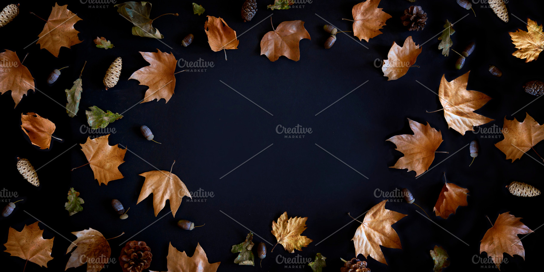 Autumn maple leaves frame, an Abstract Photo by hitdelight