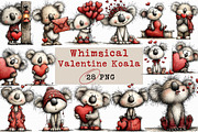 Whimsical Valentine Koala Clipart, an Illustration by Libby Wishes (Thumbnail 1 of 7)