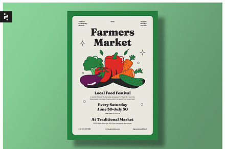 Farmers Market Flyer - Retro Style, a Flyer Template by Neermana