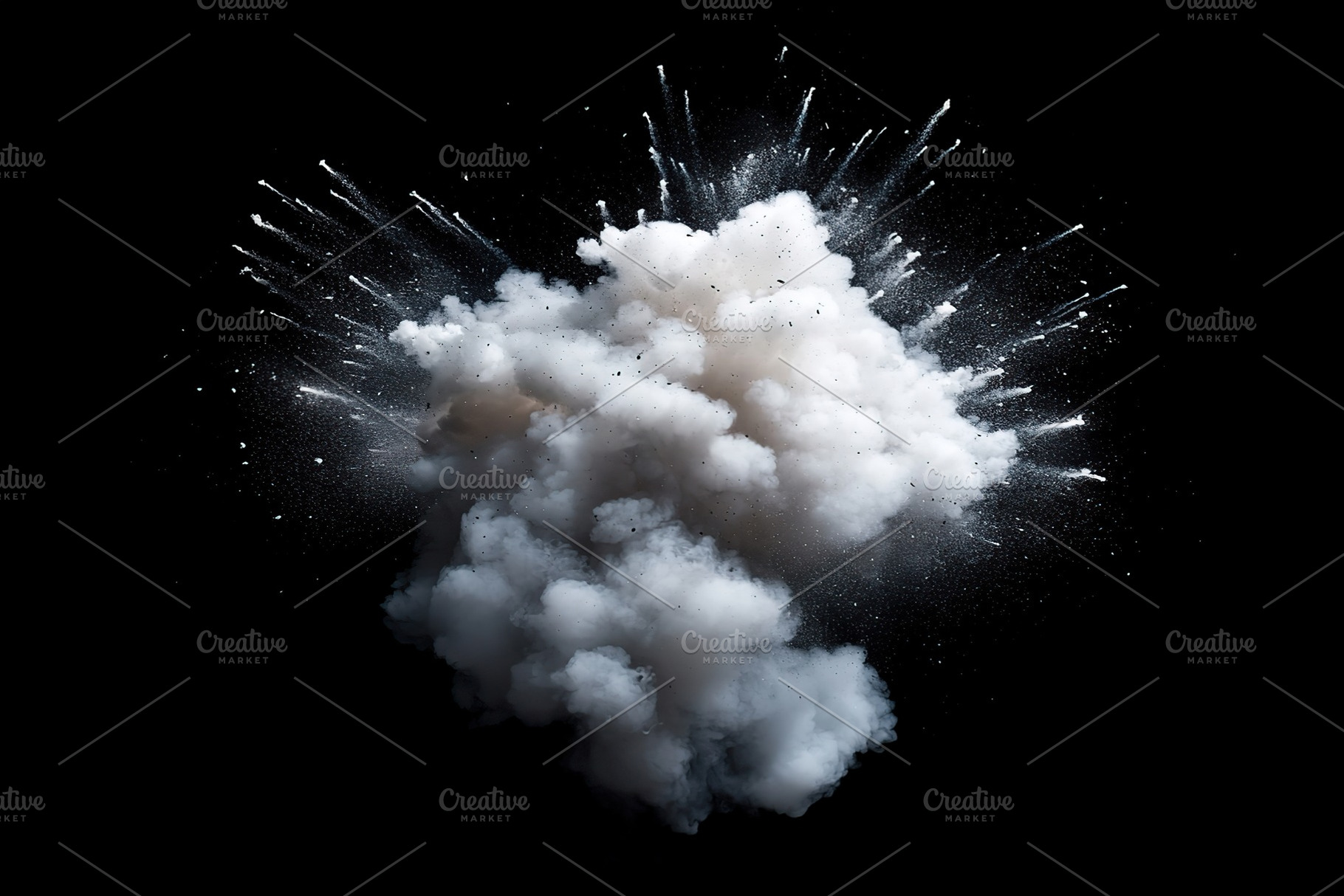 White powder explosion on black background, a Photo by AlyaAnd