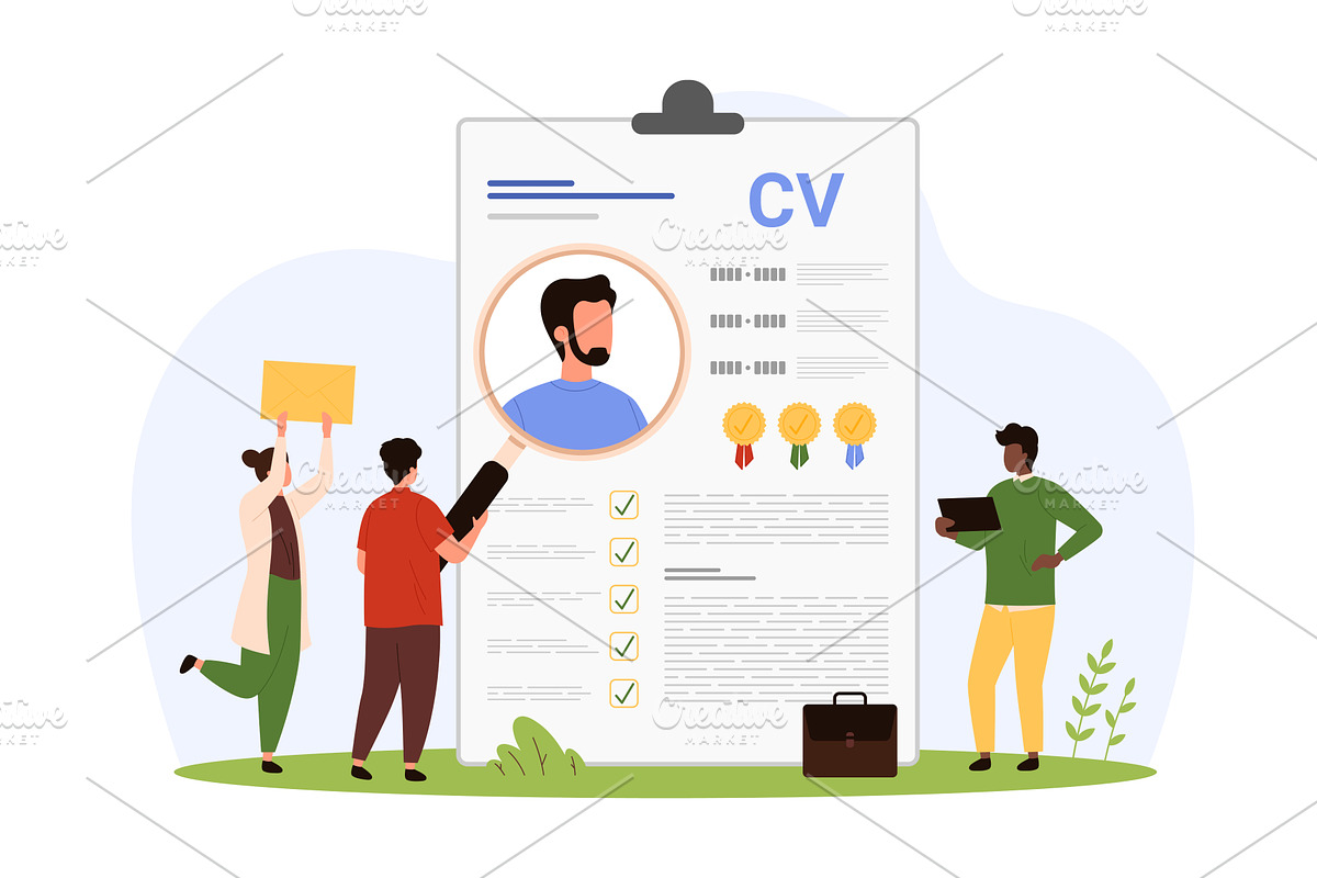 Search for candidate, research of, a Person Illustration by Flashvector