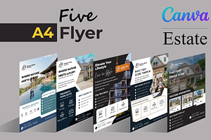 Estate | 5 Flyers | Canva, a Flyer Template by Mohammad Sarfaraz
