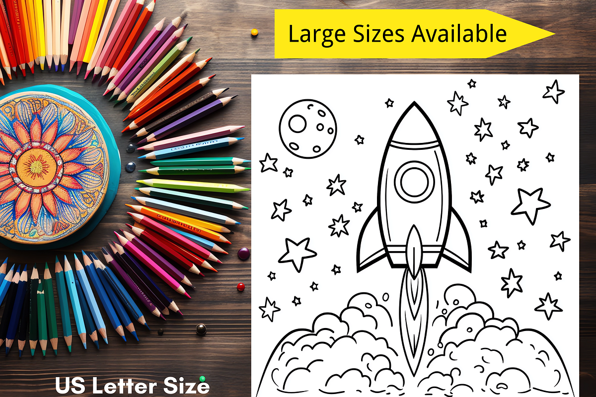 Space Adventure Coloring Pages Kids, a Technology Illustration by LA Design (Photo 8 of 10)
