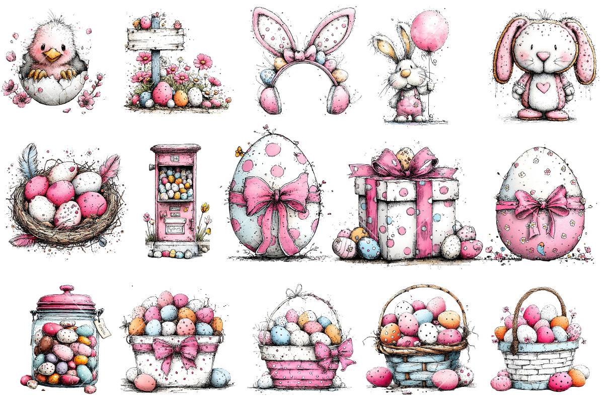 Whimsical Easter Clipart Bundle, an Illustration by OK Design (Photo 3 of 6)