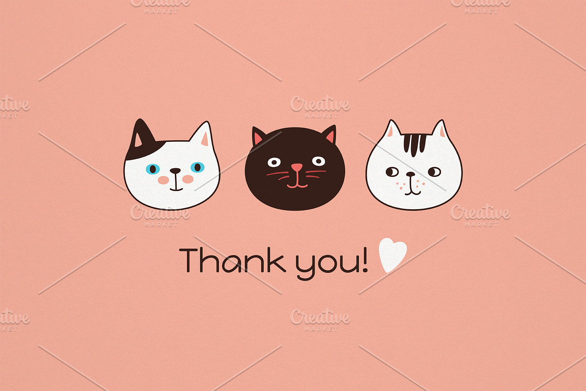 Cute cats and Kittens faces set, an Animal Illustration by Neliakott ♥ (Photo 8 of 8)