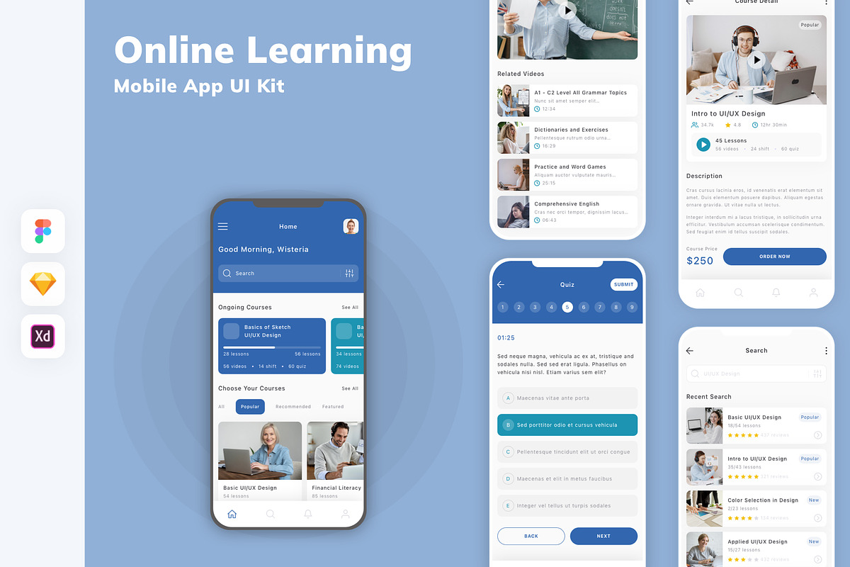 Online Learning Mobile App UI Kit, an UI Kit Template by uicube