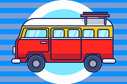 Classic Camper Van Minibus Cartoon, a Transportation Illustration by Artstorystudio (Thumbnail 3 of 3)