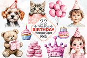 Pink Kids Birthday Clipart, an Illustration by RobertsArt (Thumbnail 1 of 7)