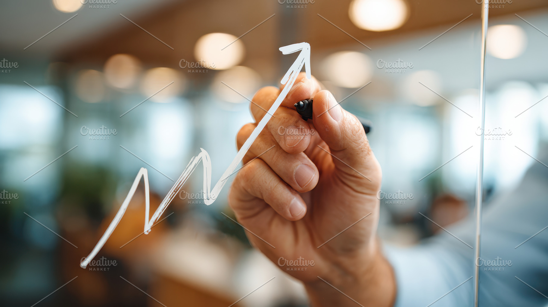 Hand drawing upward trend in business growth, a Business Photo by AlyaAnd