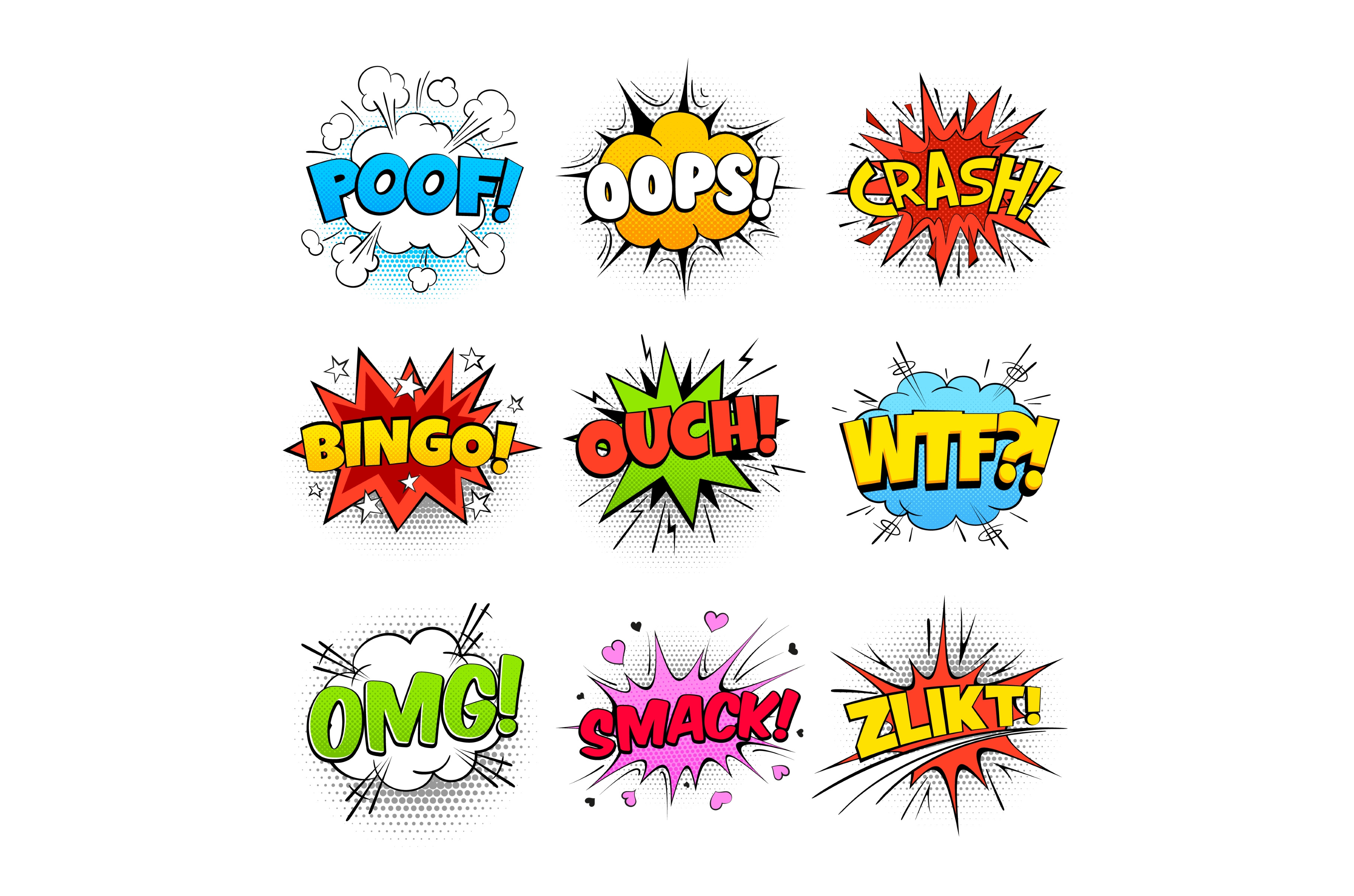 Cartoon comics speech bubbles, an Illustration by Vector Tradition