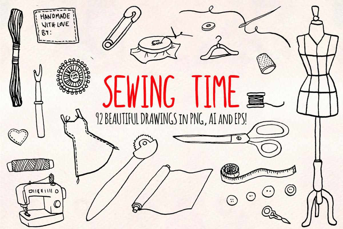 90+ Sewing Dressmaker Crafts Bundle, a Work Illustration by Violet LeBeaux (Photo 2 of 4)