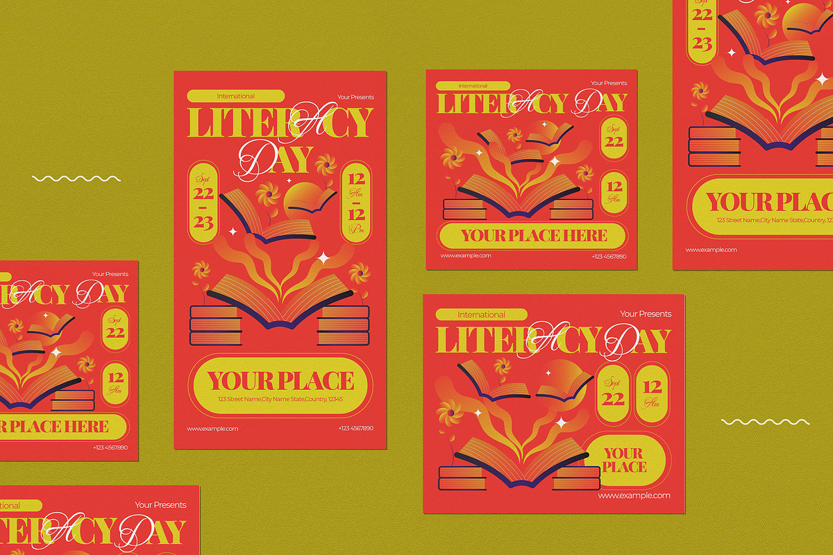 Red Y2k Evolution Literacy Flyer Set, a Flyer Template by graphicook (Photo 4 of 4)