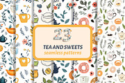 Tea and sweet seamless patterns, a Pattern Graphic by AnastasiyaOleynik (Thumbnail 1 of 7)