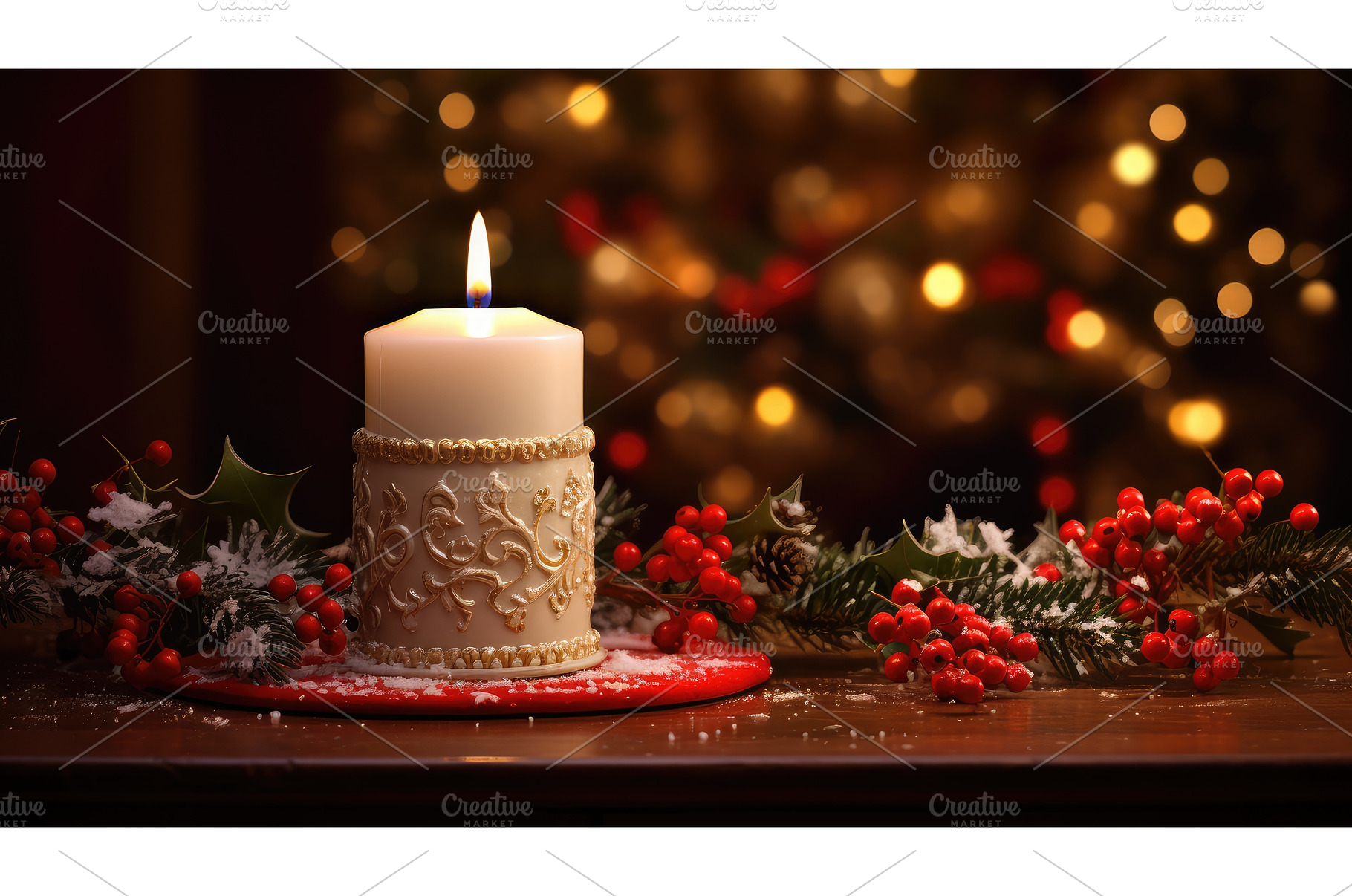 festive christmas candle background, a Holiday Photo by pikepicture