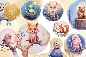 Moonlight Animals Clipart Set