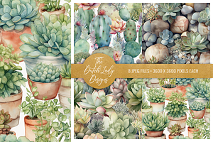 Seamless Succulent & Cactus Patterns