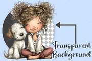 Whimsical Girl & Dog Love Clipart, a Seasonal Illustration by Canvas Craft (Thumbnail 2 of 7)